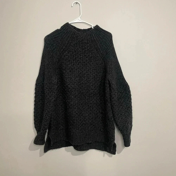 Anthropologie Bia Mock Neck Alpaca Blend Tunic Sweater in Carbon - Picture 2 of 11